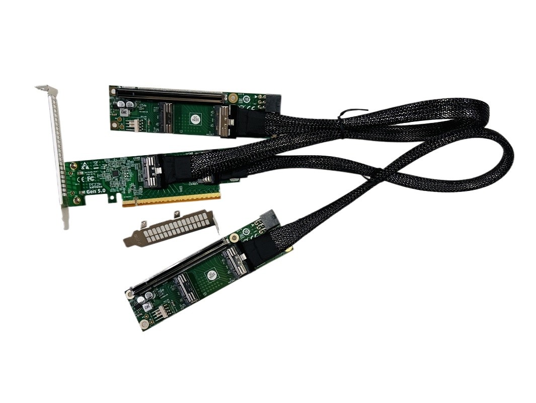 PCIe5.0 x16 to MCIO 8i SFF-TA-1016 X16 to X8 X8 Bifurcation Adapter Riser Card