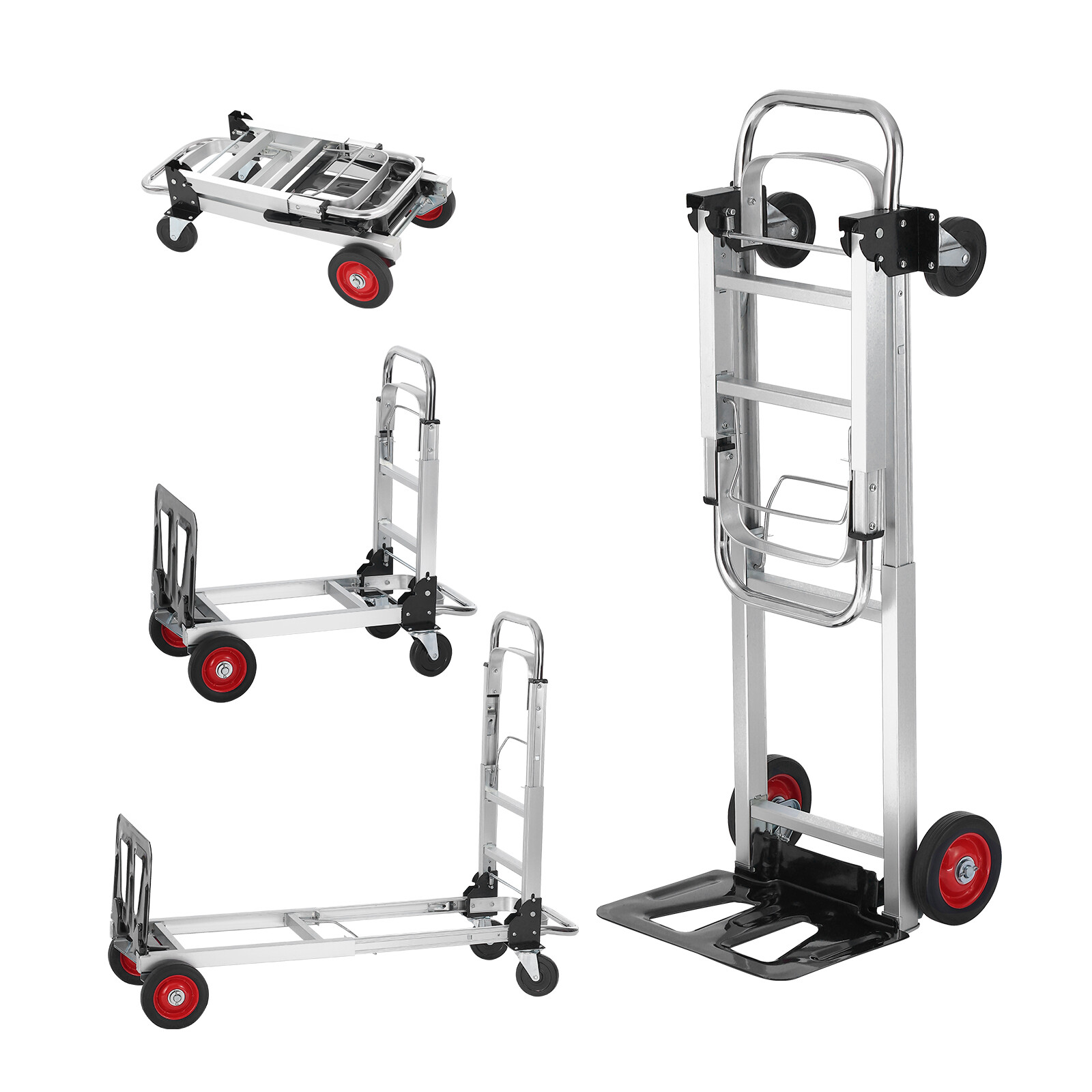 VEVOR Aluminum Hand Truck 2 in 1 Folding Dolly Cart 400 lbs Capacity Heavy Duty