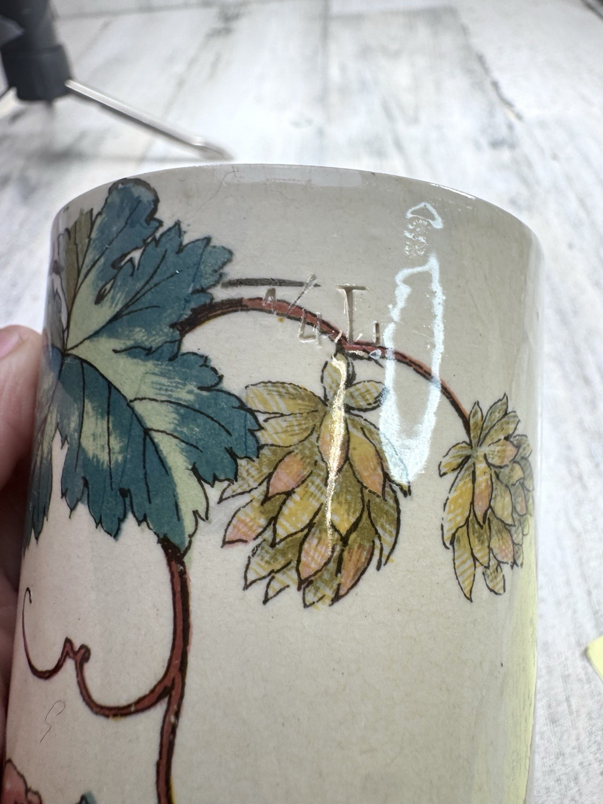 Antique Villeroy & Boch Gnome Mug Germany Hand Painted Stein Vines Beaker 1172