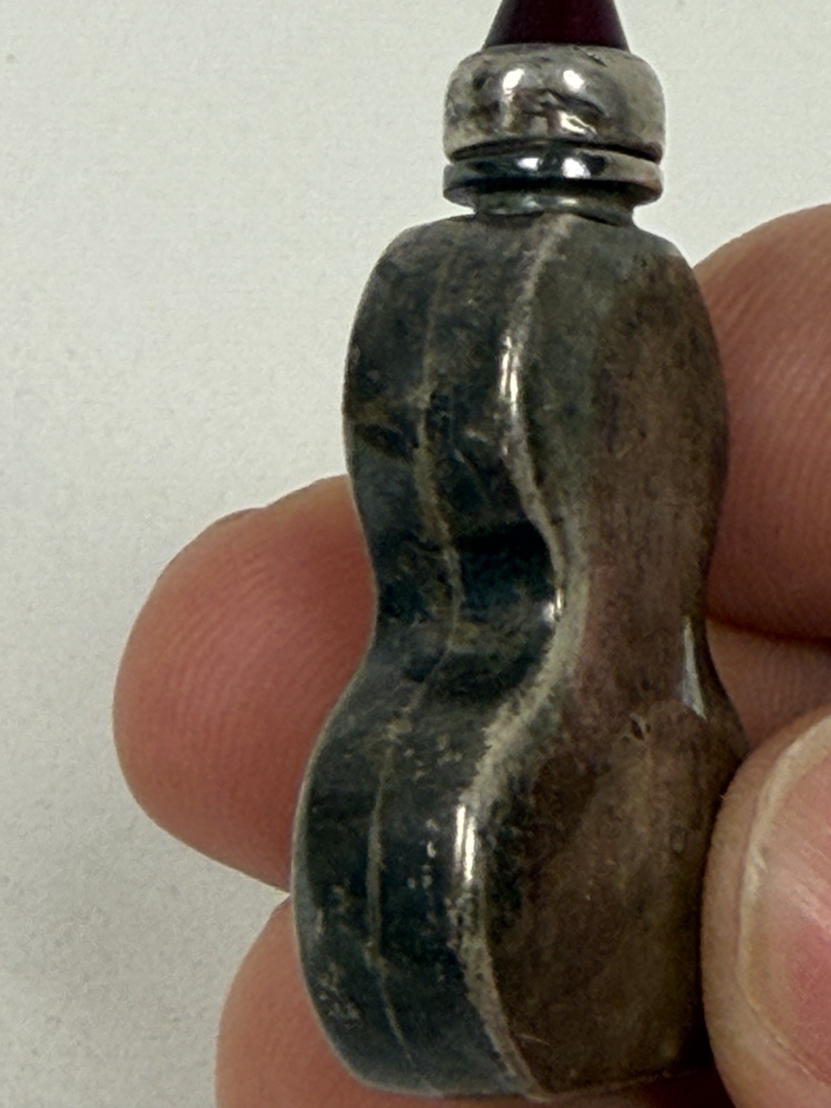 Vintage Sterling Silver 925 Mexican Snuff Perfume Bottle Amber Stone