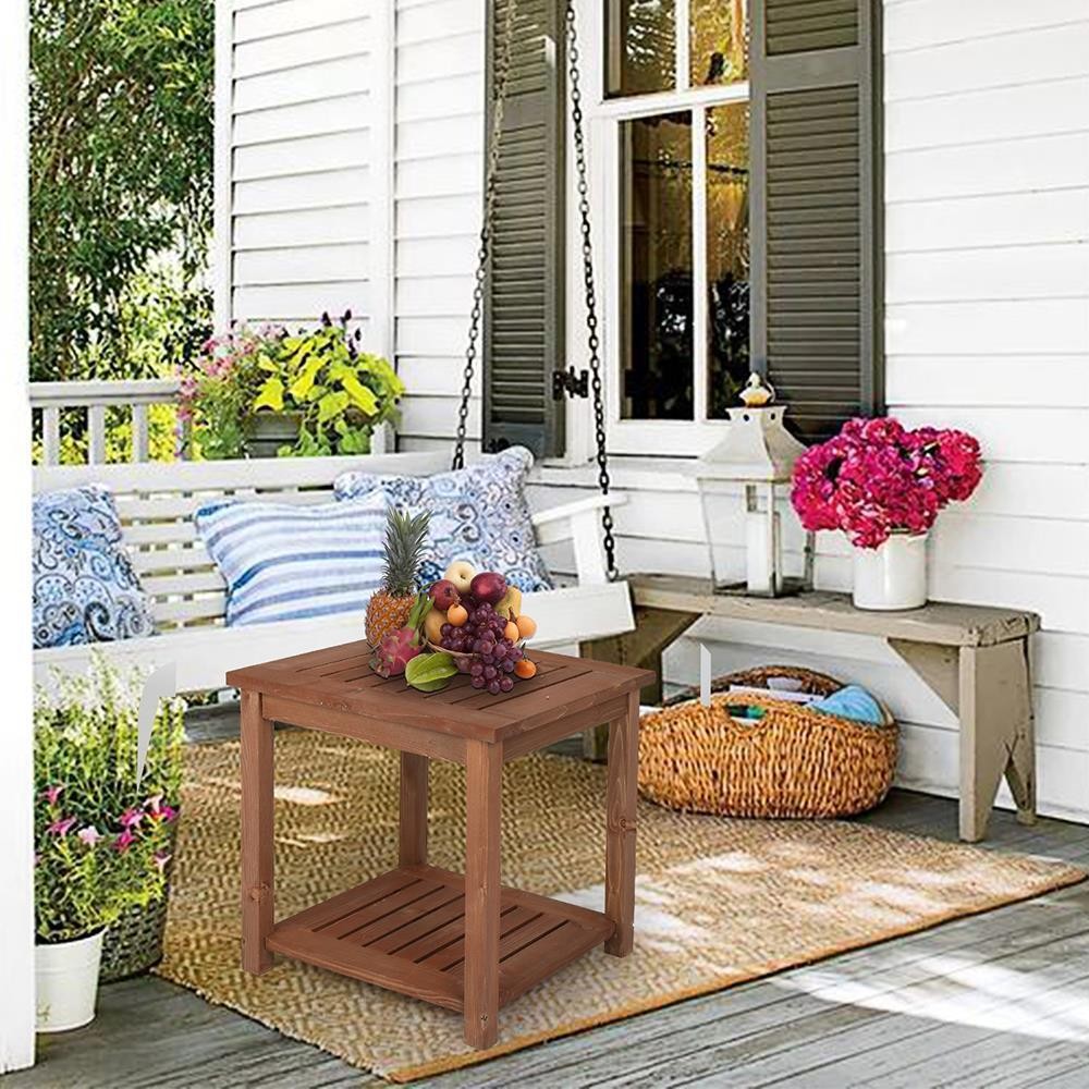 18" Patio Side End Table Weather Resistant Outdoor Square Tables Portable Home
