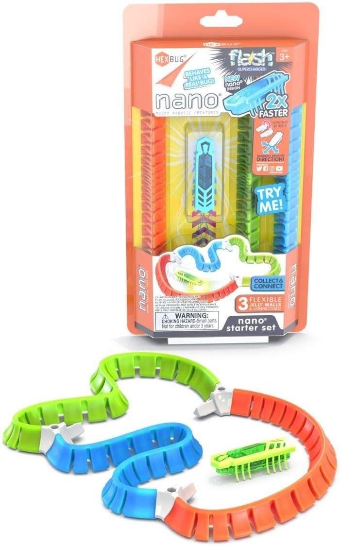 HEXBUG Nano Flash Starter Set - Blue Nano with flexible Jelly Walls
