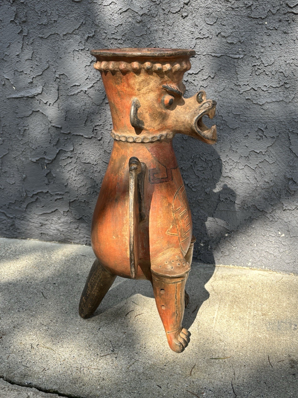 Pre Colombian Style Costa Rican Bat Effigy Jar - Huge. Rare.