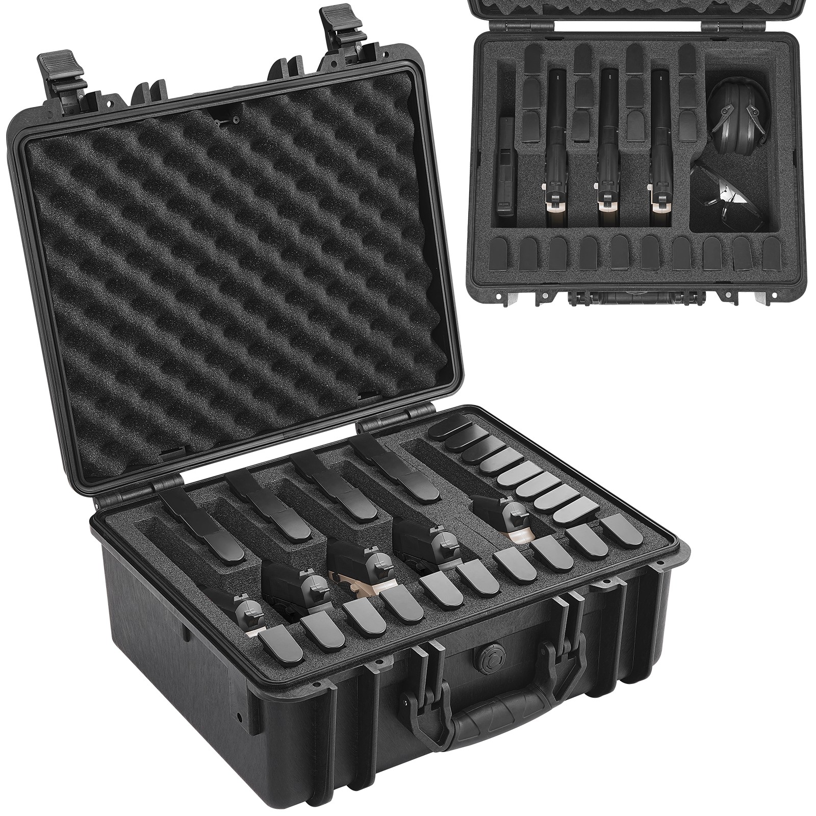 Uimoso Hard Pistol Cases with Pre-cut Lining Lockable Pistol Case for 5 Pistol