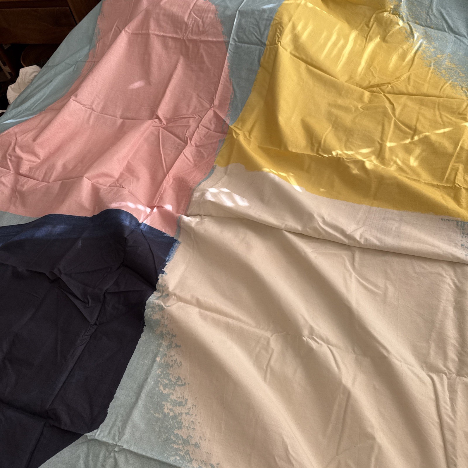 West Elm Organic Percale Abstract Fans Duvet Cover Full/Queen- Air 100% Organic