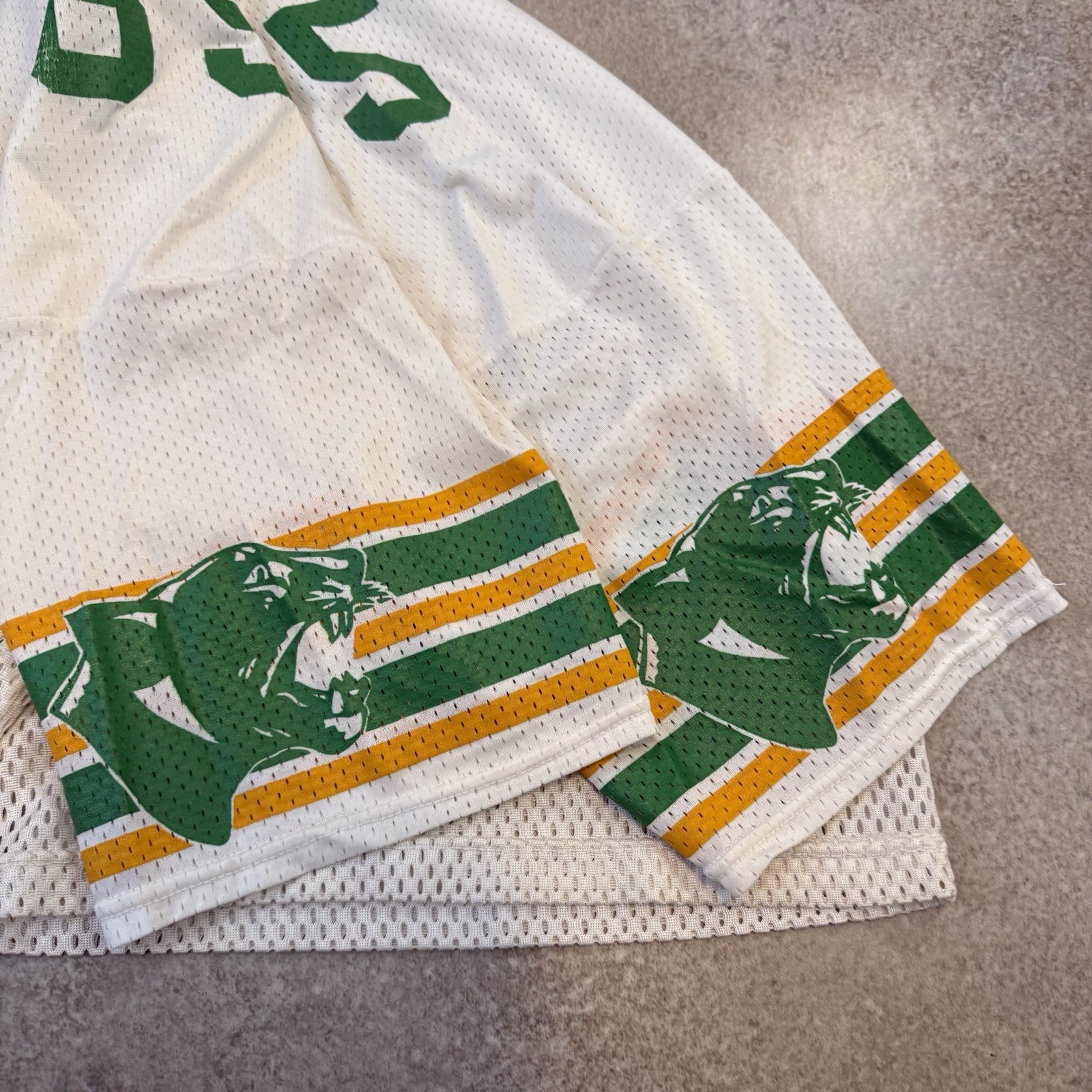 Vintage 80s Boxy Cropped Mesh Practice Football Jersey 2XL White Panthers #65