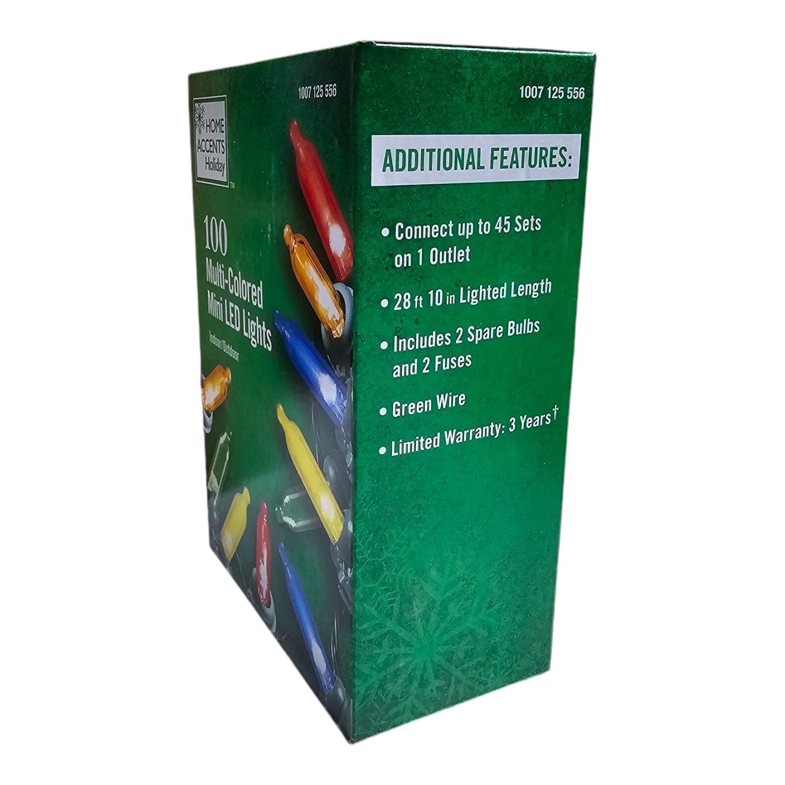 2x Home Accents 100 Multi Colored Mini LED Lights Indoor/Outdoor - Green Wire