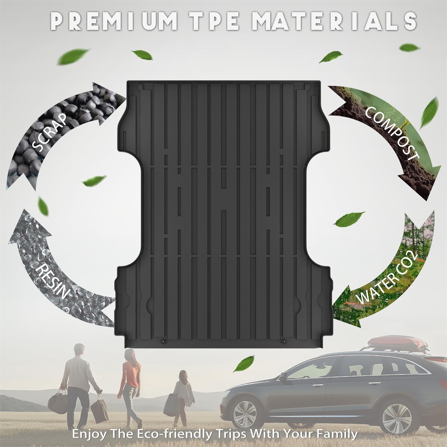 All Weather TPE Truck Bed Mat for F250 F350 F450 6.75FT Bed