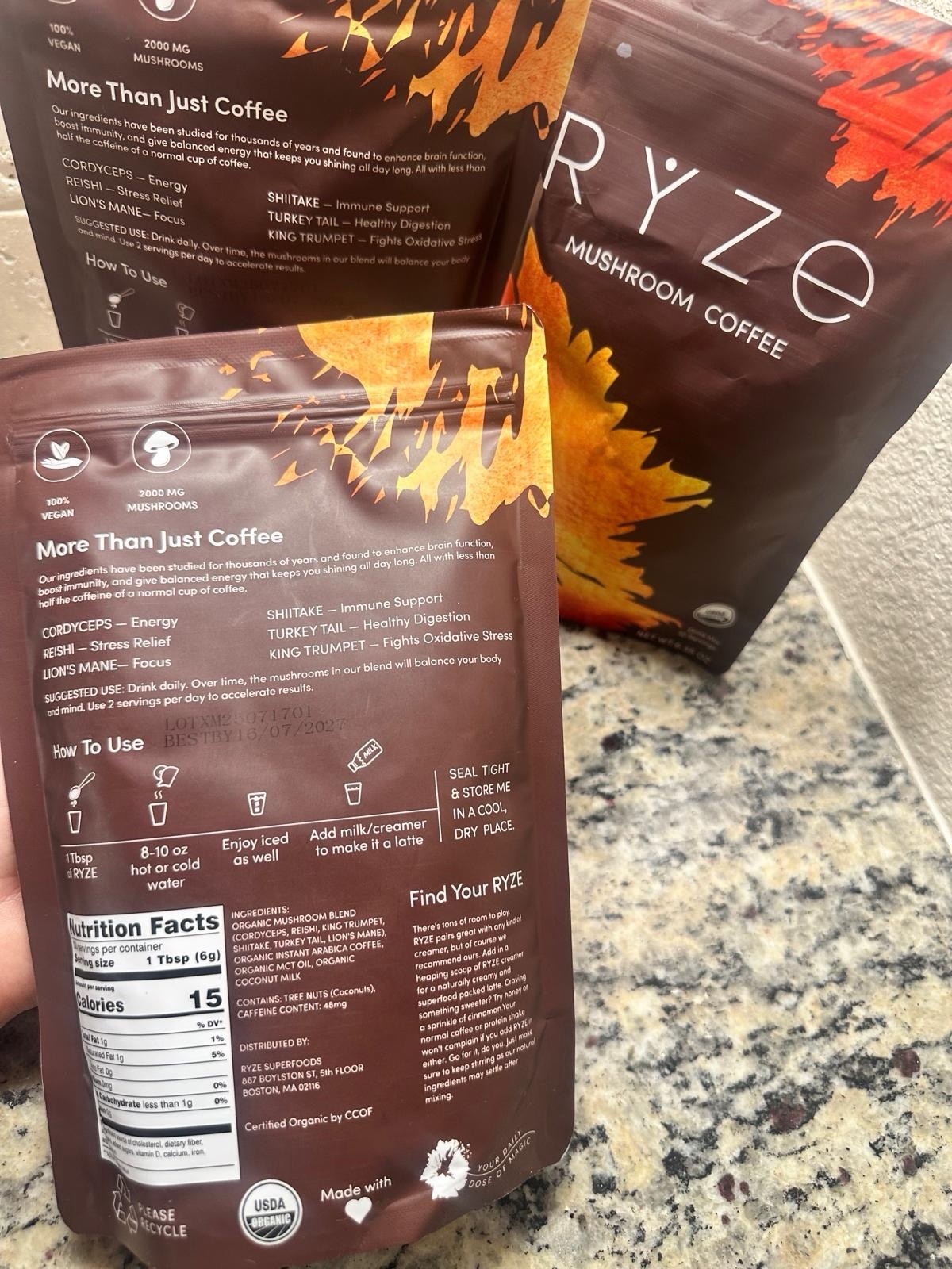 5Pack Ryze Mushroom Coffe.120serving.no Sugar.100% Vegan .expiren In 2027