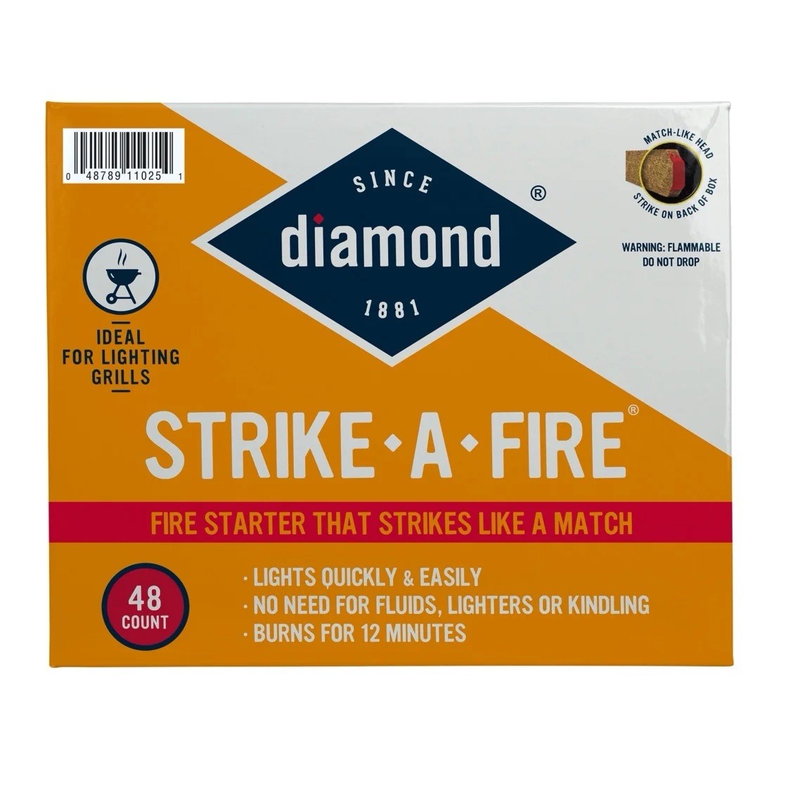 Diamond 48-Pack Strike-A-Fire Starter Match Sticks Firestarter Log Long Burn New
