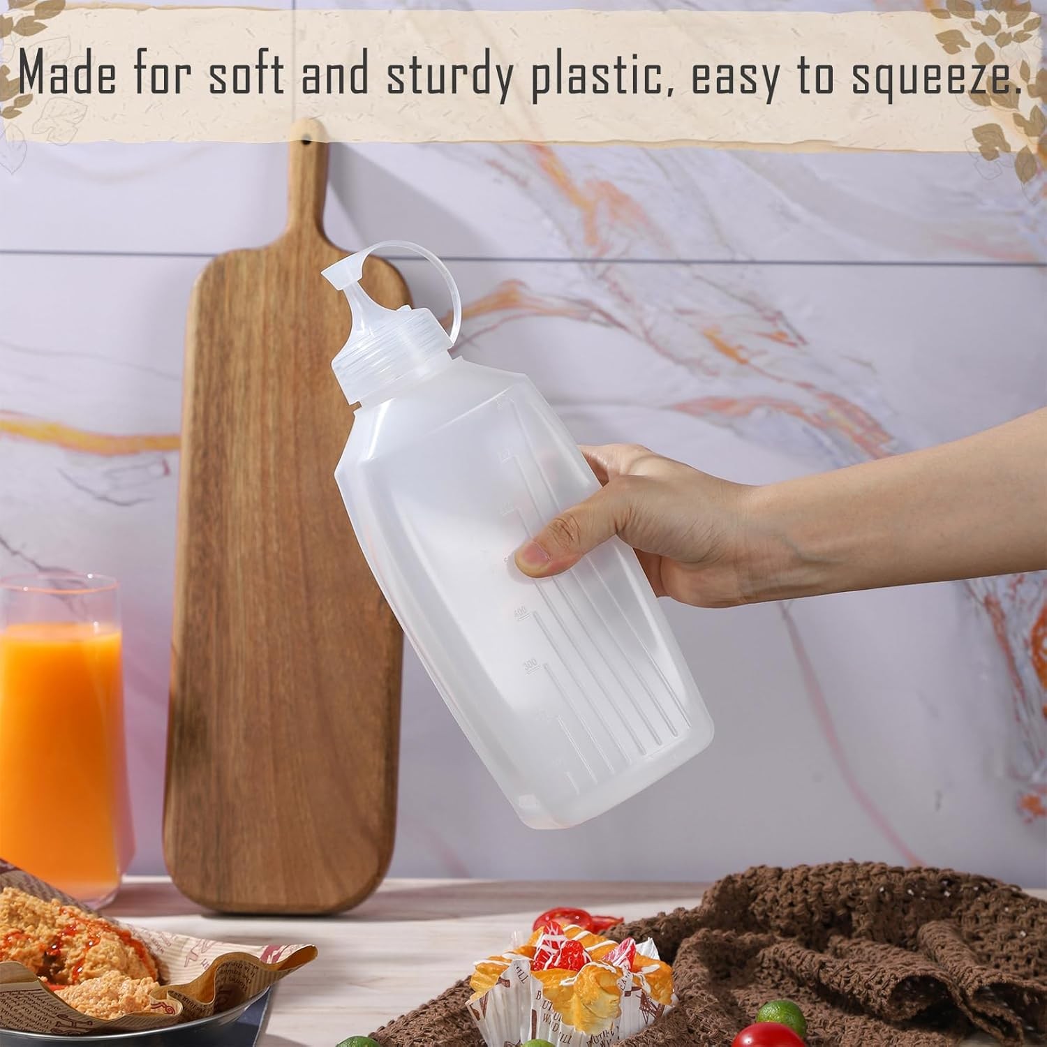 2 Packages 1 Quart Large Squeeze Bottle Salsa Dispenser