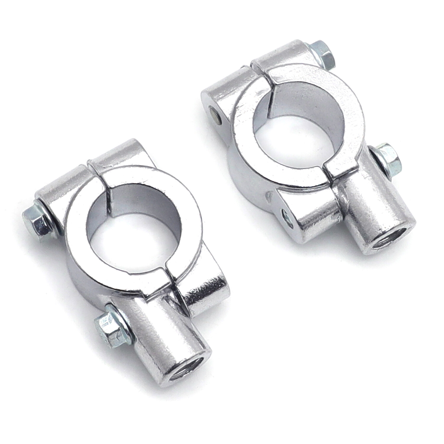 Chrome 1" 25mm Motorcycle HandleBar 10mm Mirror Thread Mount Holder Clamp Adapto