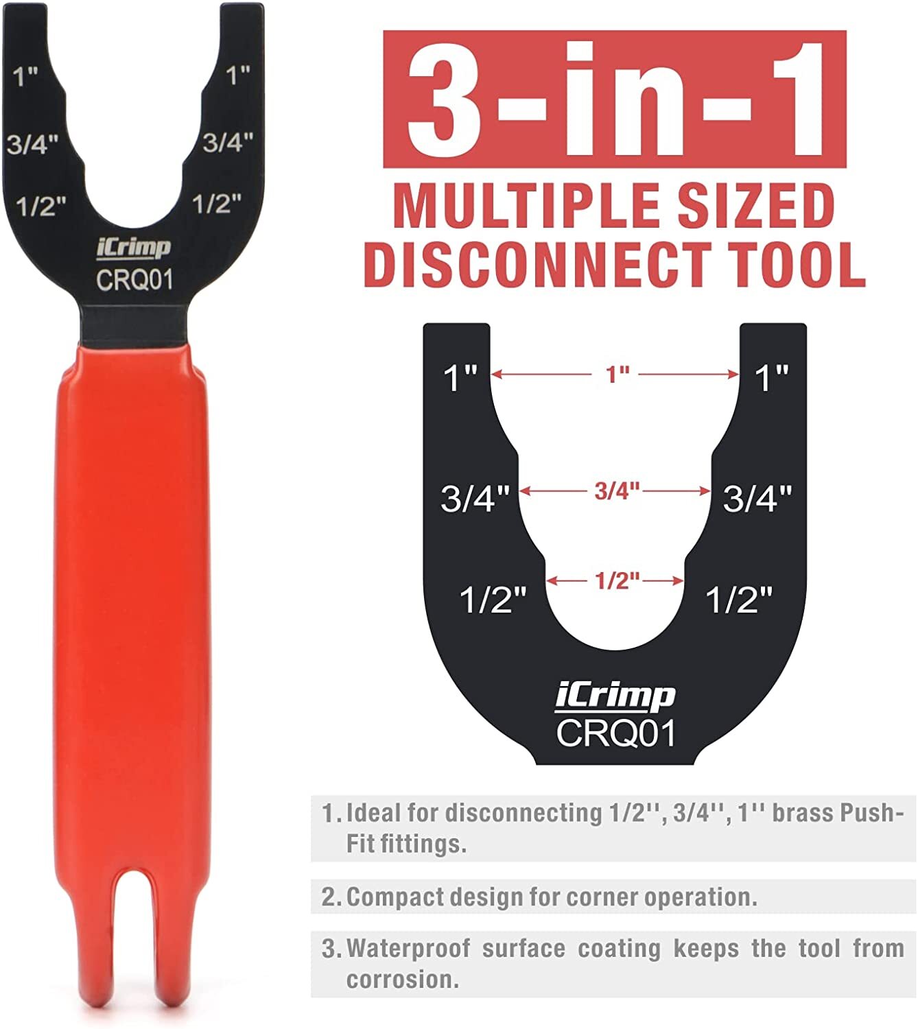 Disconnect Tong Sized 1/2",3/4",1", Removal Tool,Used For Demount Sharkbite New