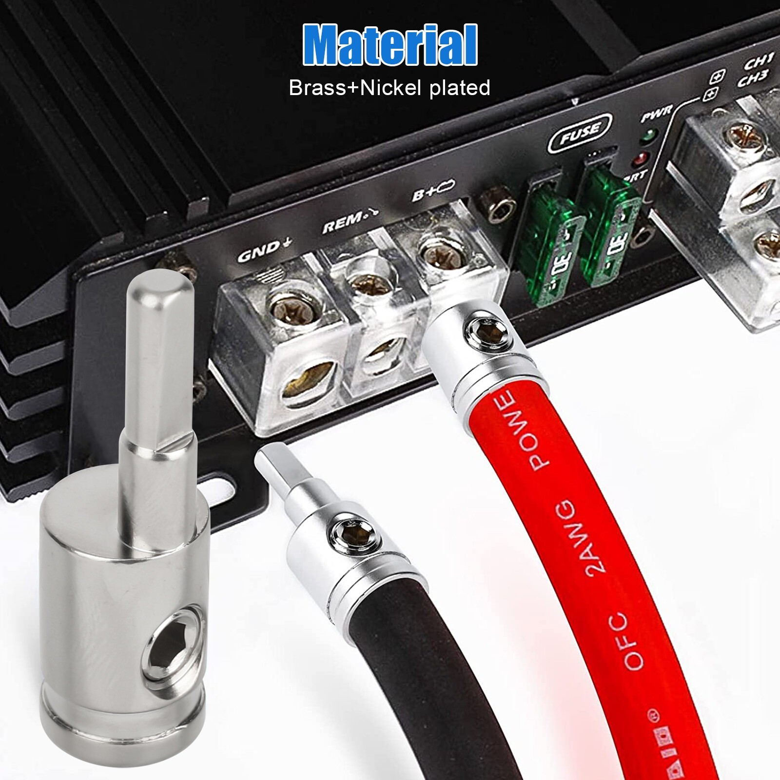 4PCS Car Audio Power/Ground 4 Gauge to 8 Gauge Amp Input Reducers Wire