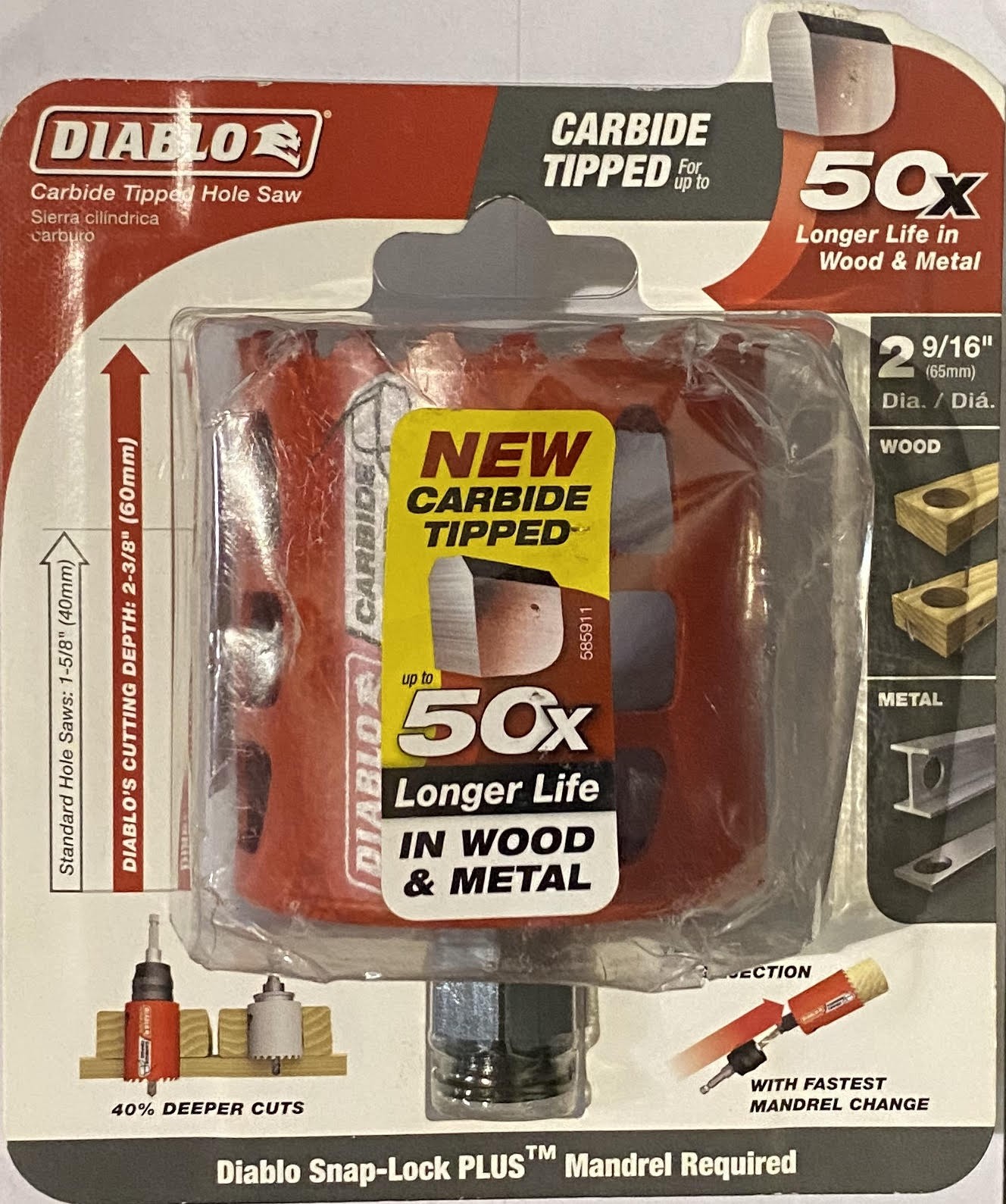 Diablo DHS2563CT 2-9/16in Carbide Tooth Hole Saw