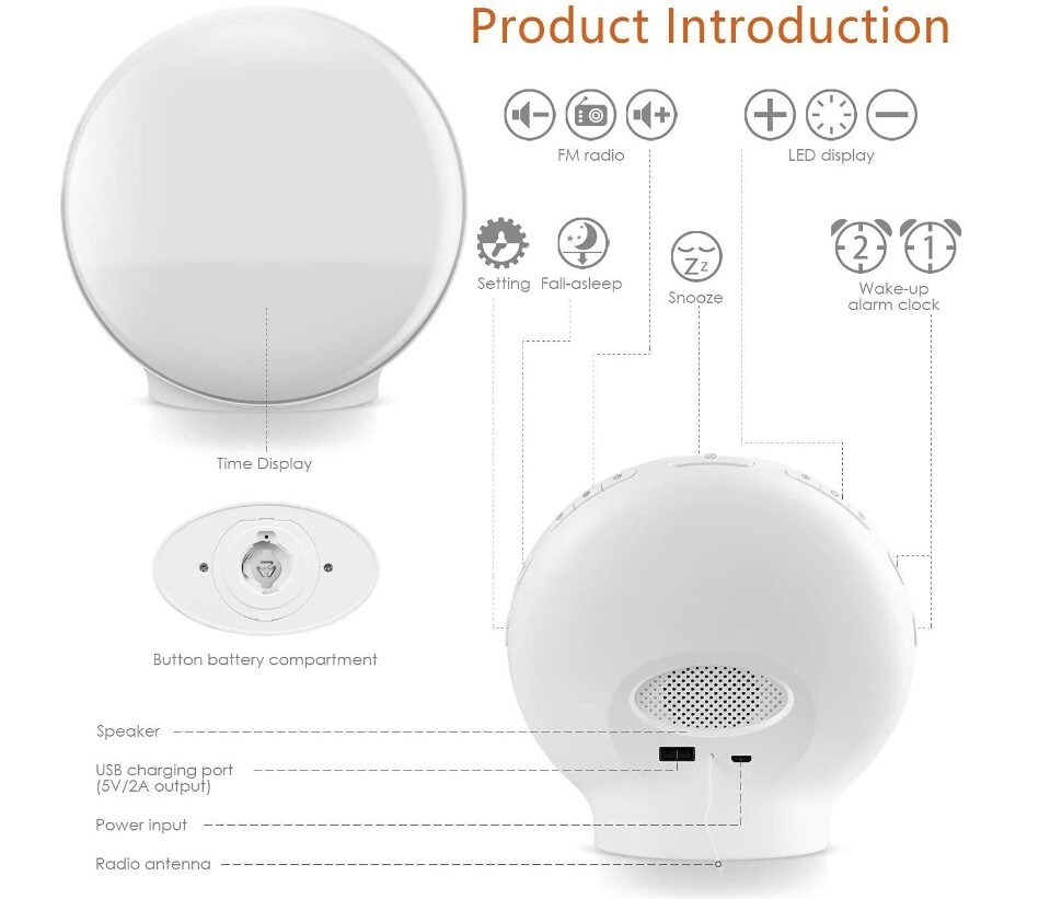 4 Pack Sunrise Smart Wake Up Light Digital Alarm Clock A80S Nature Sounds Alexa