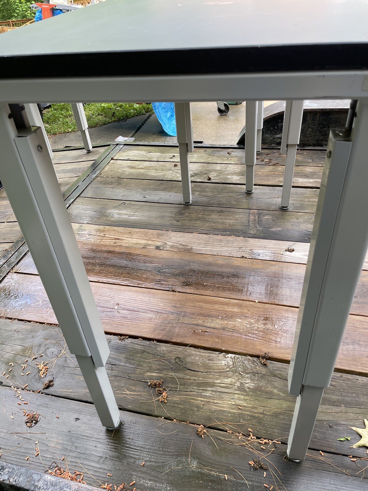 Lab Table 24"W x 48"D Black Top Light Gray Metal Adjustable Height Legs