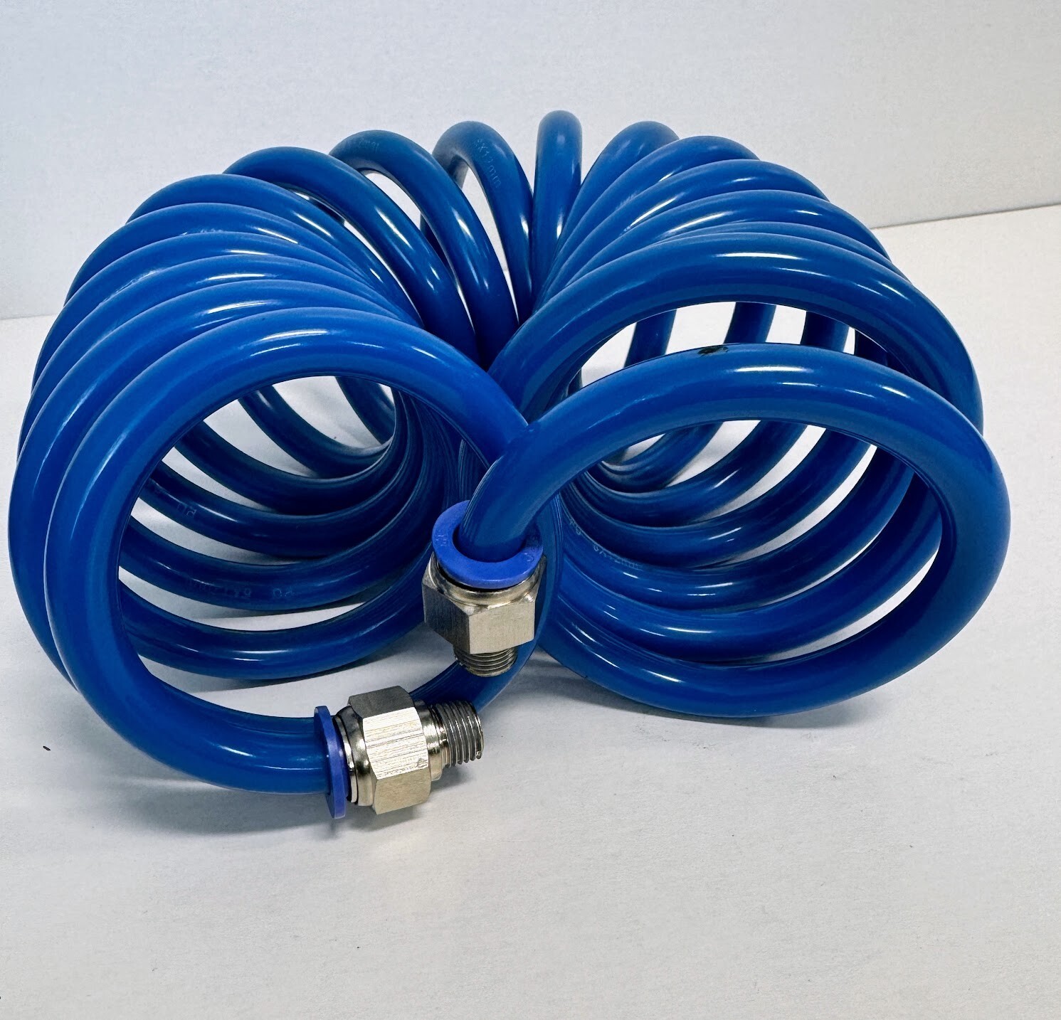 2 PACK! Recoil Air Hose 12' - 1/4" Fittings Polyurethane PU - Blue NEW
