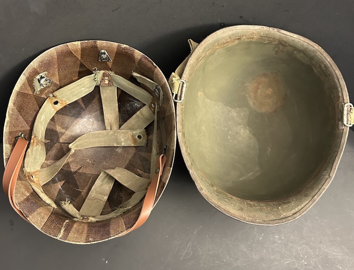 ORIGINAL PAINT 1944 WWII McCord M1 Steel Helmet w/Liner Rear Seam Swivel Bale