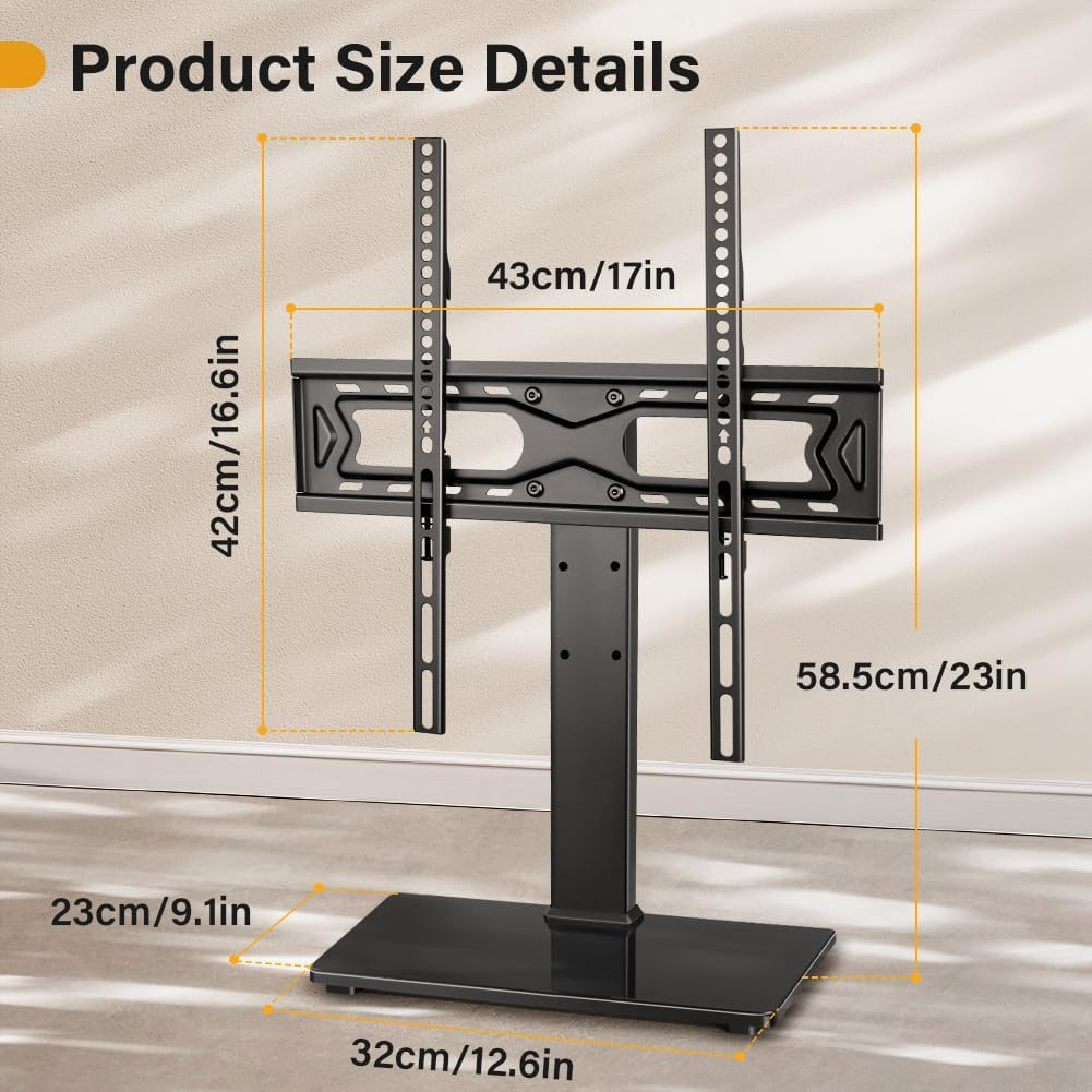 Universal TV Stand for 27-65 Inch LED LCD TV Swivel Table Top TV Stand with 30 D