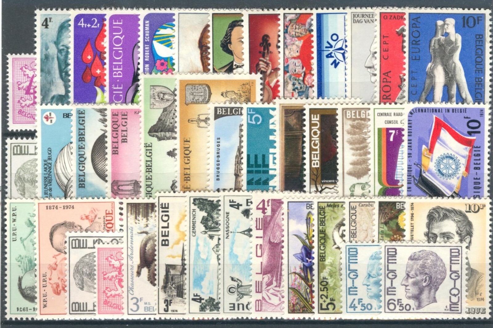 BE - BELGIUM 1974 complete year set  MNH