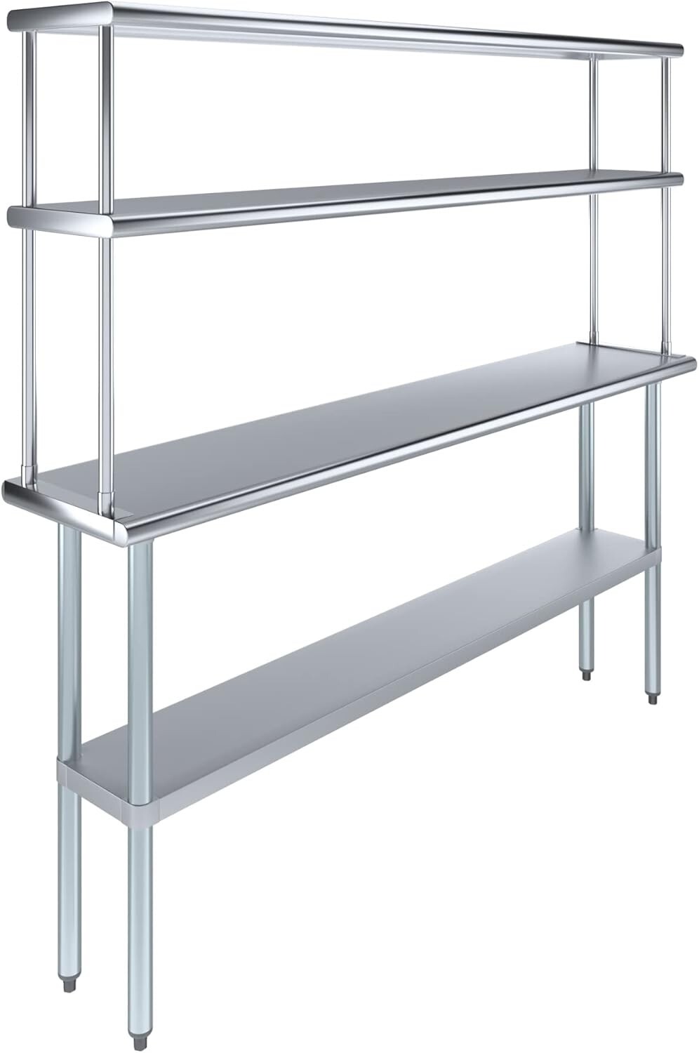 Stainless Steel Prep Table w/ Double Overshelf - Commercial Kitchen Workstation