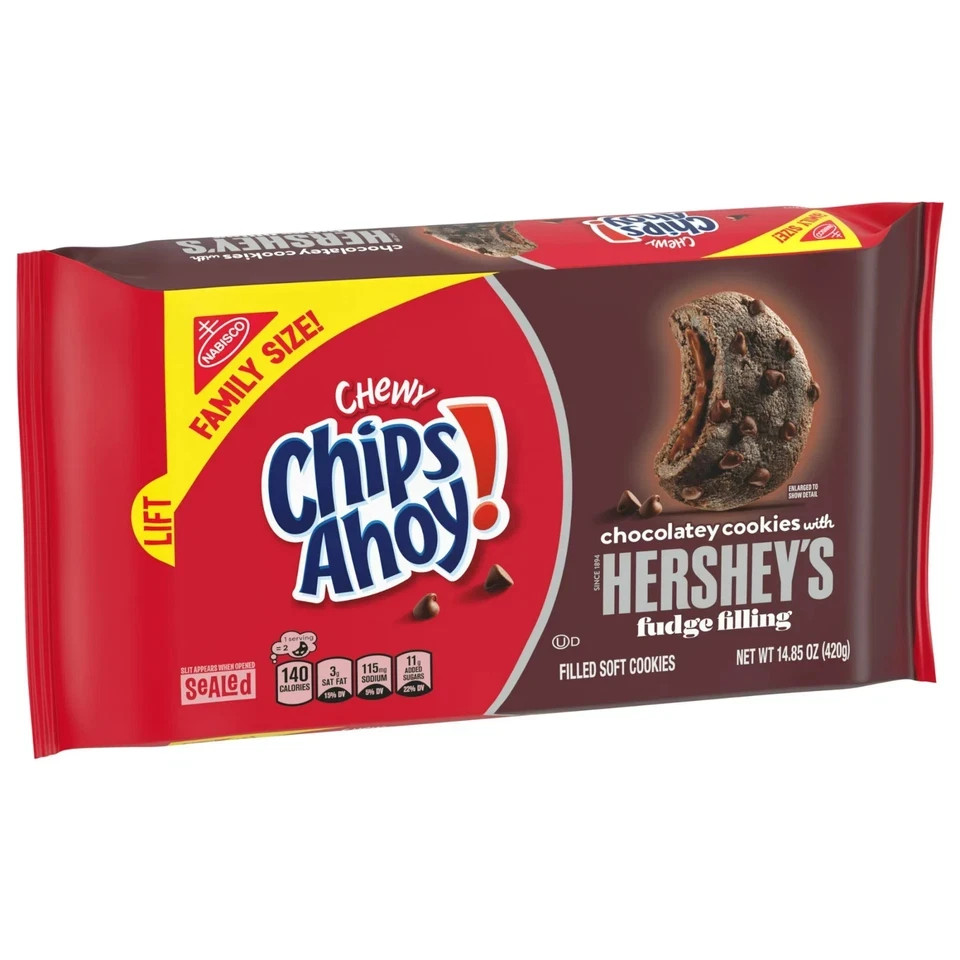 CHIPS AHOY! Chewy Chocolatey Hershey's Fudge Filled Soft Chocolate Chip 14.85 oz