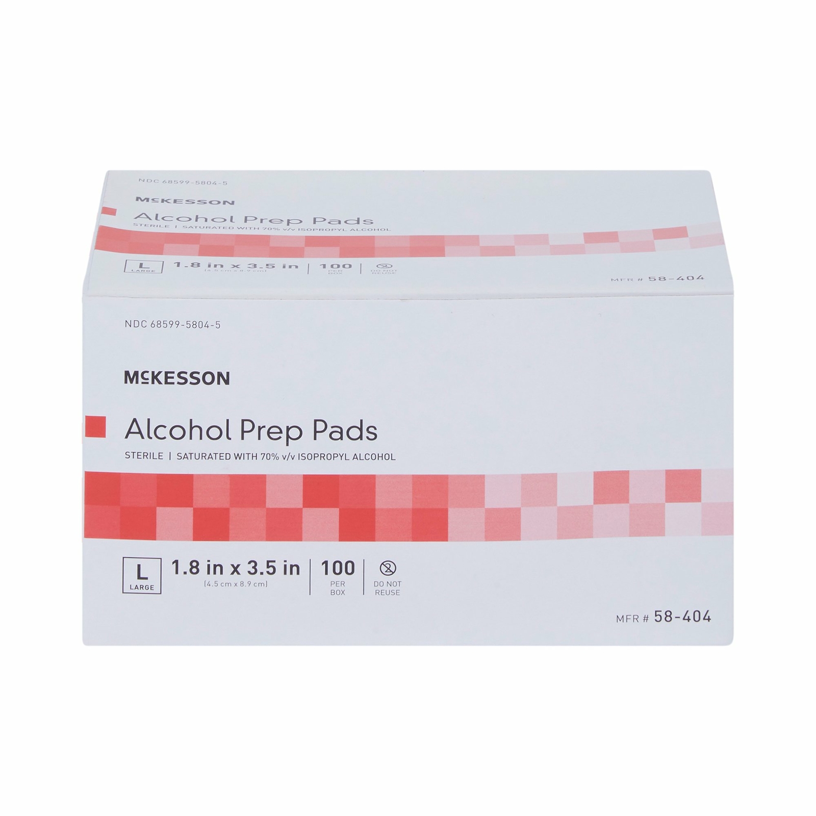 McKesson Sterile Alcohol Prep Pad Large Nonwoven Gauze 58-404 Box of 100