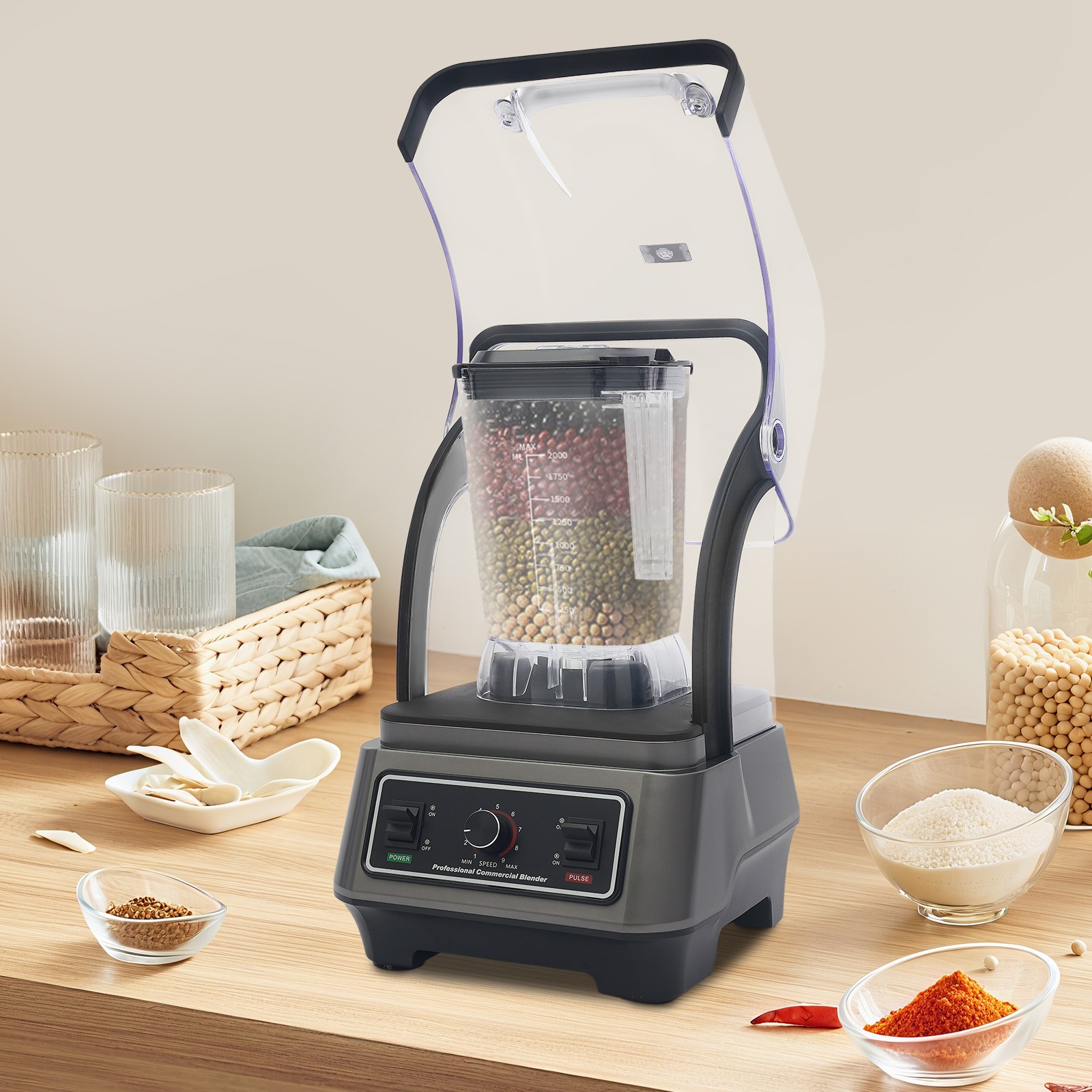 Multifunctional Blending Machine, Blender with Thick Shield, Commercial Blender