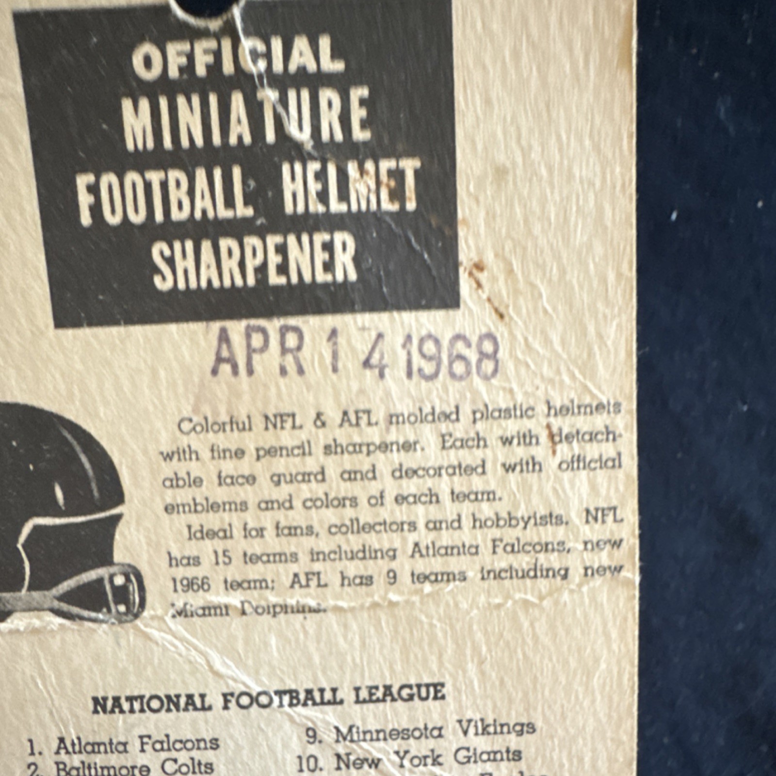 Green Bay Packers 1968 Official NFL Football Helmet Pencil Sharpener Vintage