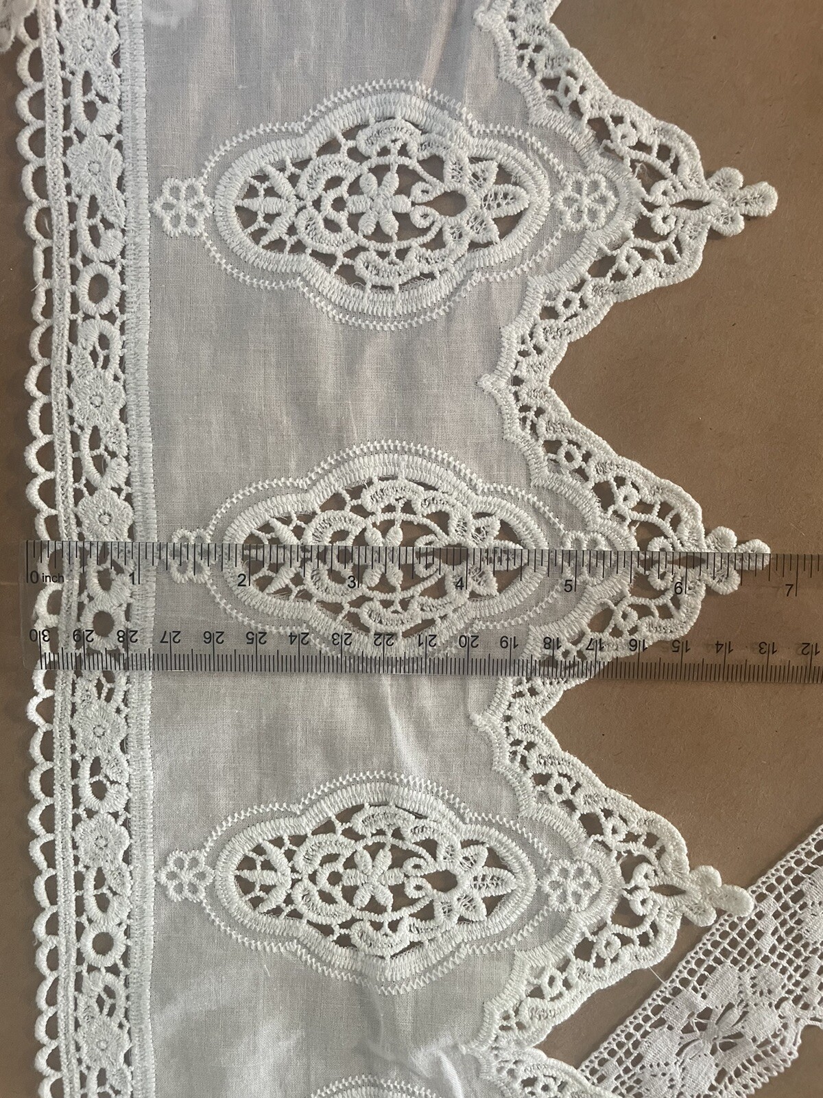 2Yds Vintage Embroidery Cotton Eyelet Lace Trim 6.7" (17cm) with Hollowed Floral