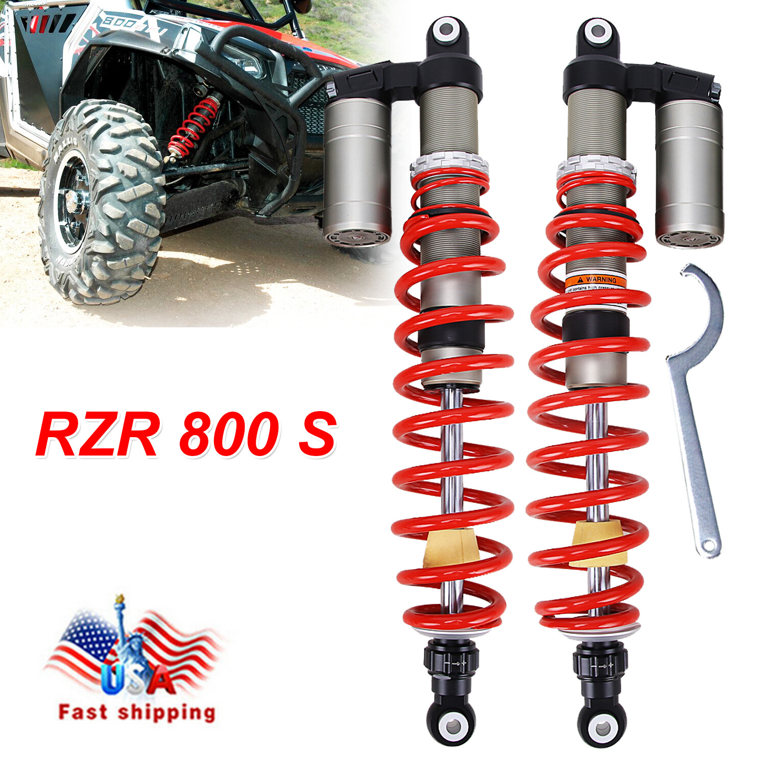STAGE 3 REAR SHOCK ABSORBER SET FOR POLARIS RZR 800 S DUAL RATE FULLY ADJUSTABLE
