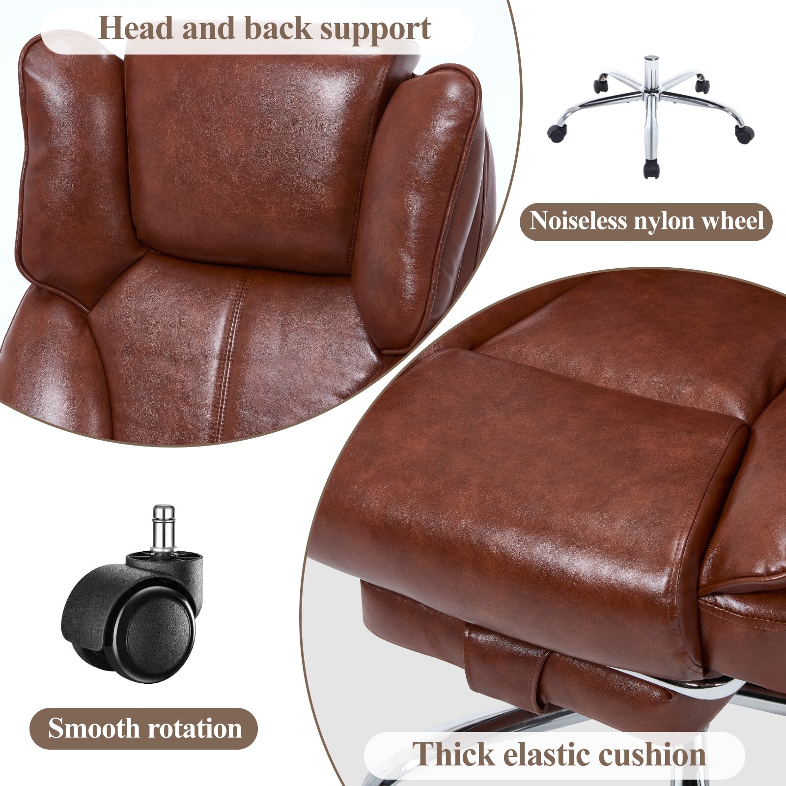 Tall Executive Office Chair with Footrest Leather Computer Chair