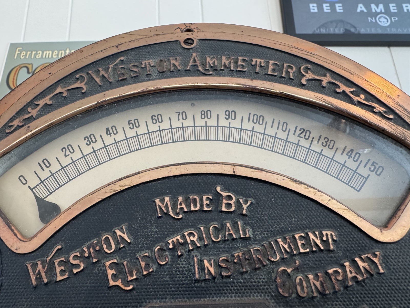1890 WESTON Switchboard Factory AMMETER Amperage Amp Meter Panel Mount 10"