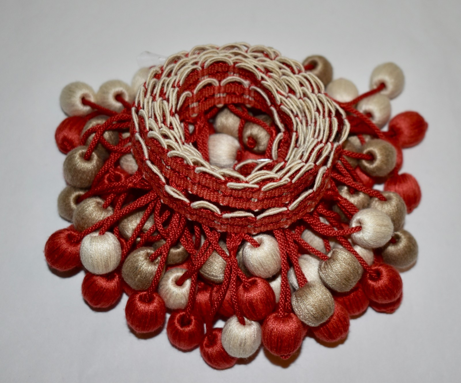 2.67 yd (96") Samuel & Son VERANDA LINEN TASSEL FRINGE Geranium Coral 3.5"w Trim