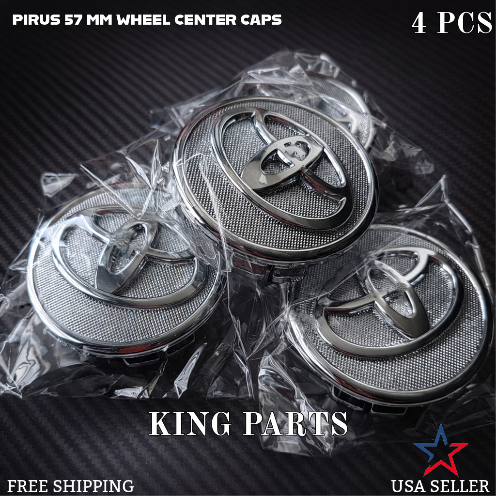 Set of 4 Toyota Wheel Center Hub Caps 57mm Chrome Logo Prius Corolla Yaris