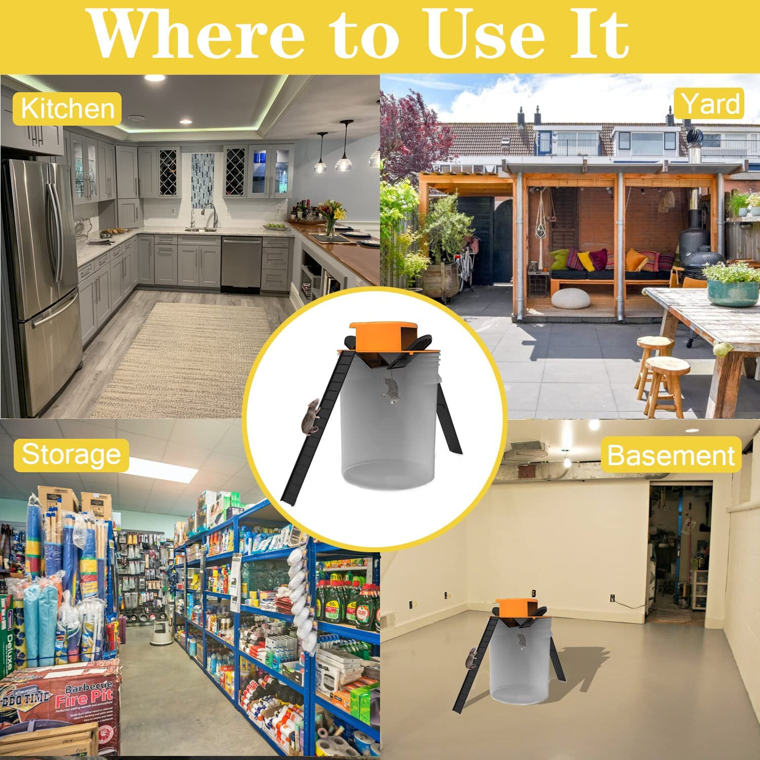 2Pack Black Slide Bucket Lid Mouse Rat Trap Bucket Mousetrap Catcher US NEW