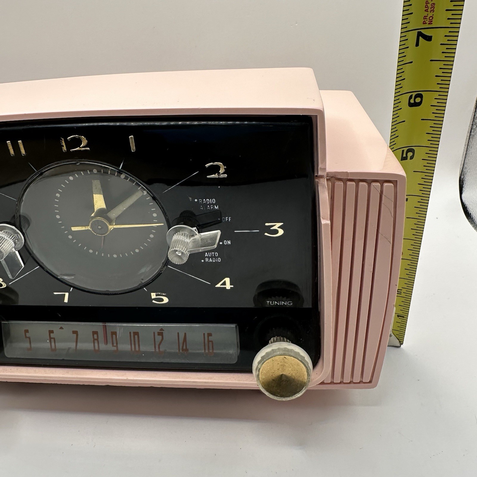 Vintage 1950s GE Pastel Pink Clock Radio Tube Alarm Clock Works MCM Mid-century