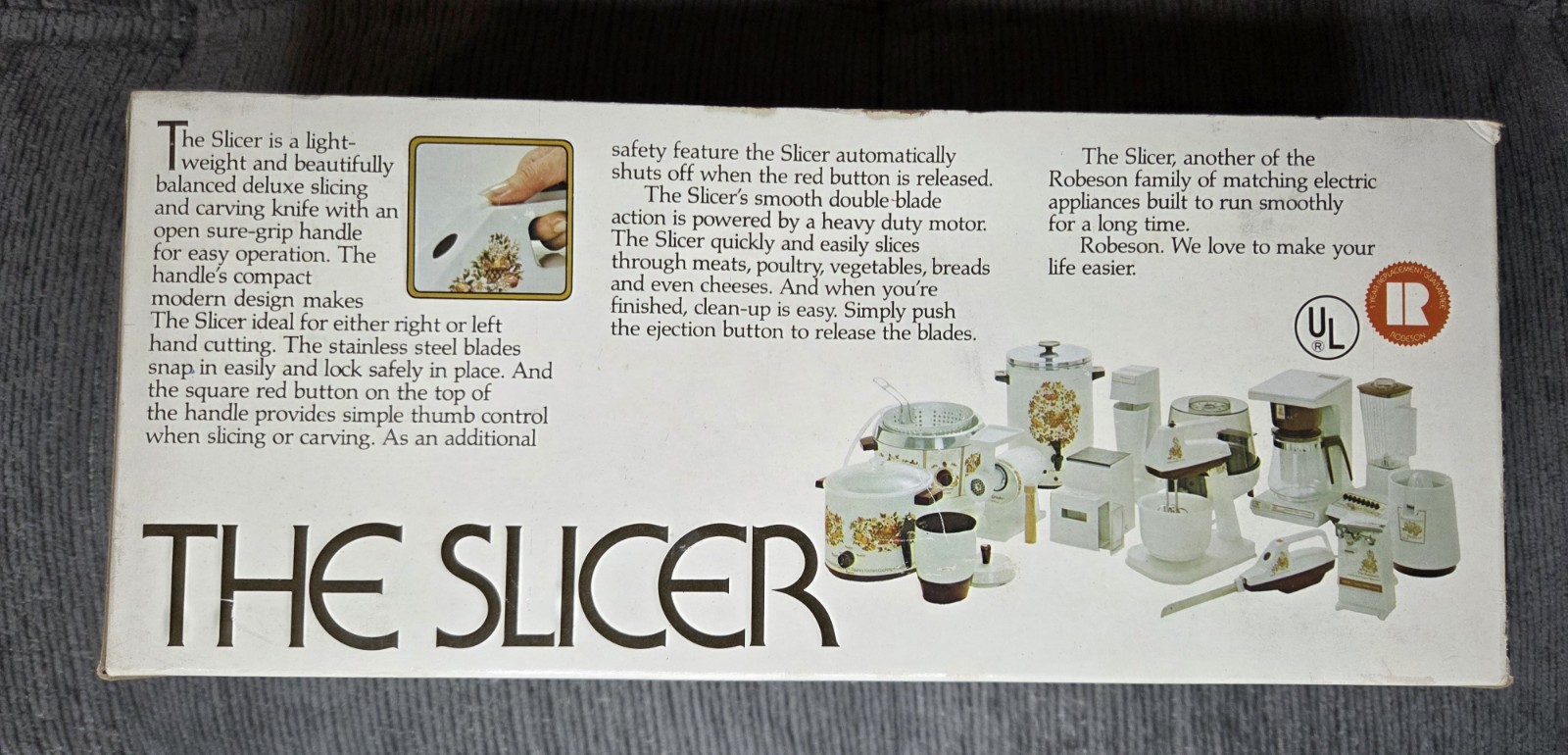 Vintage Robeson The Slicer Lightweight Balance Deluxe Electric Knife OPEN BOX