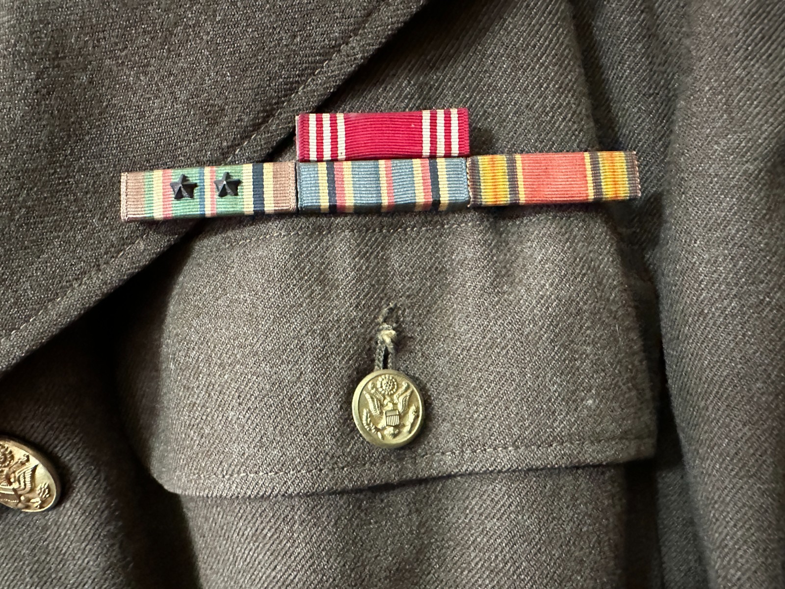 WWII 63rd Infantry Div Named Officer Uniform Overcoat Jacket Ribbon Medal Photo