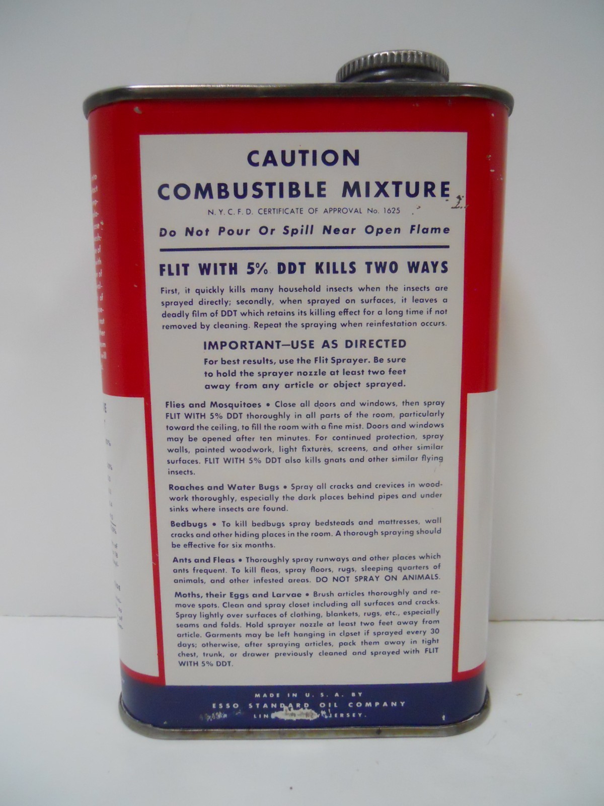 Vintage Set of (4) Different ESSO FLIT 1 Pint Cans Empty and for Display Only