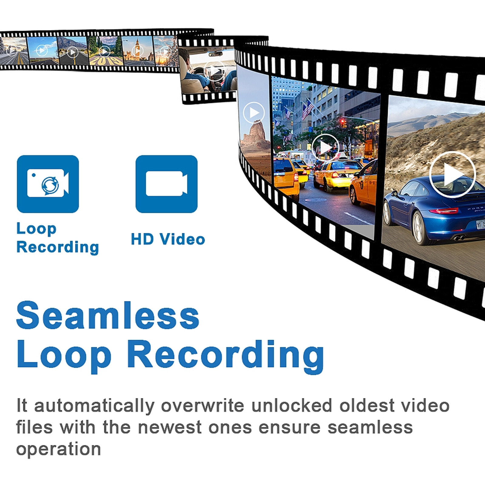 4" 1080P Screen Dash Cam Dual Lens Car DVR Recorder Front and Rear Camera