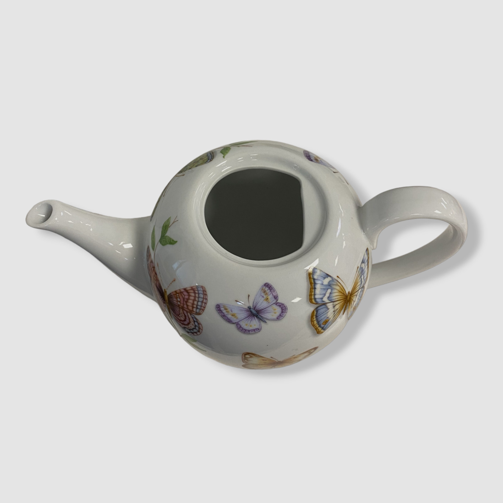 $43 Neiman Marcus White Multicolored Porcelain Butterfly Patterned Teapot