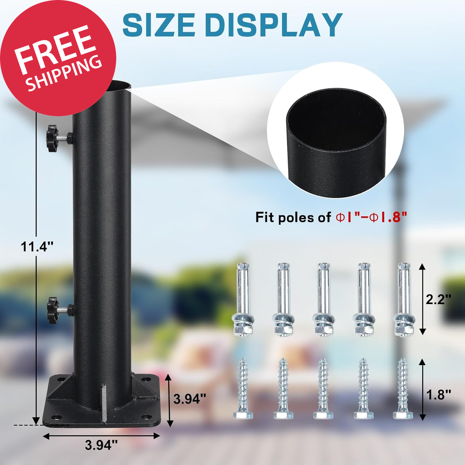 Heavy Duty Deck Umbrella Mount Patio Outdoor Flag Pole Holder Base Bracket
