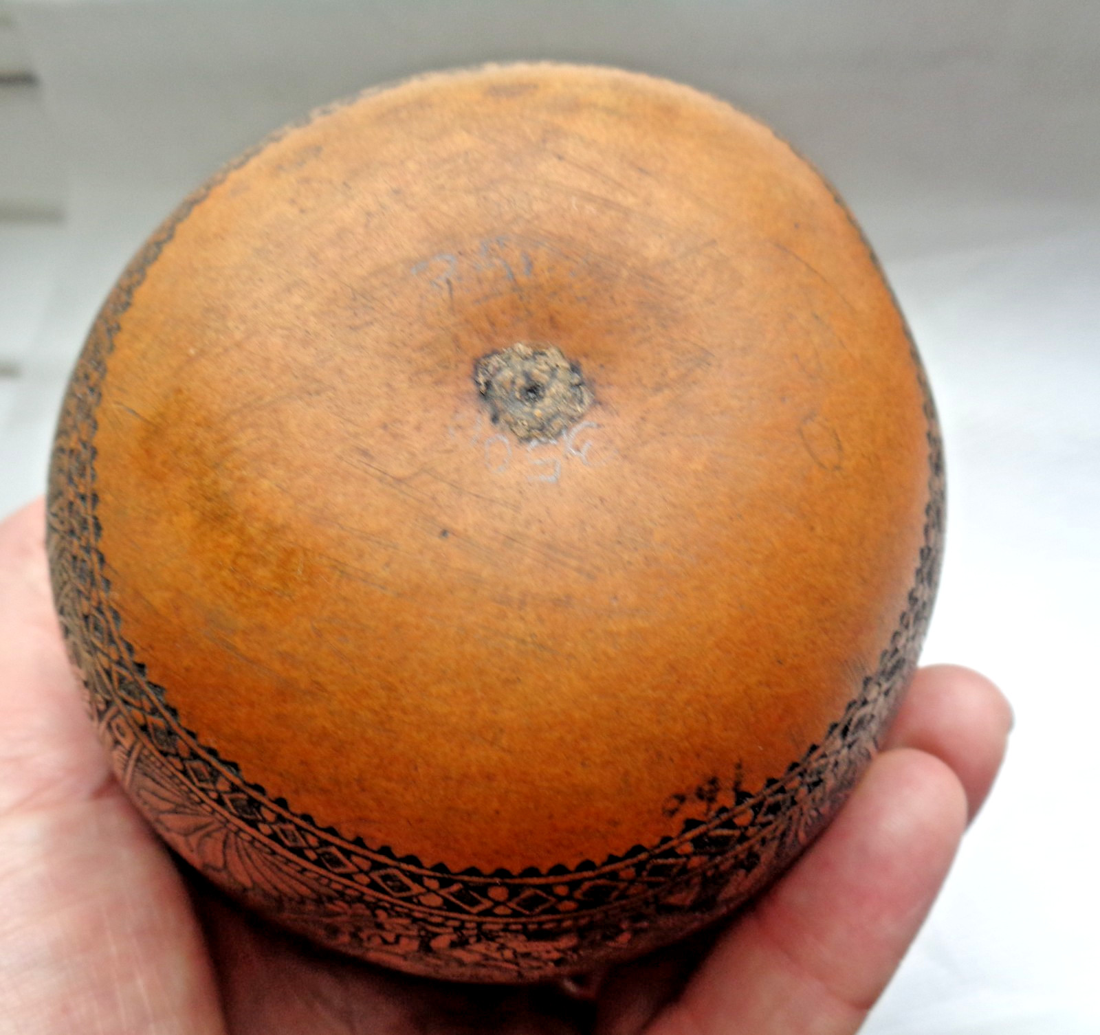 ANTIQUE SOUTH AMERICAN FOLK ART CARVED GOURD BULL FIGHTER, CHURCH, FARMER, LLAMA