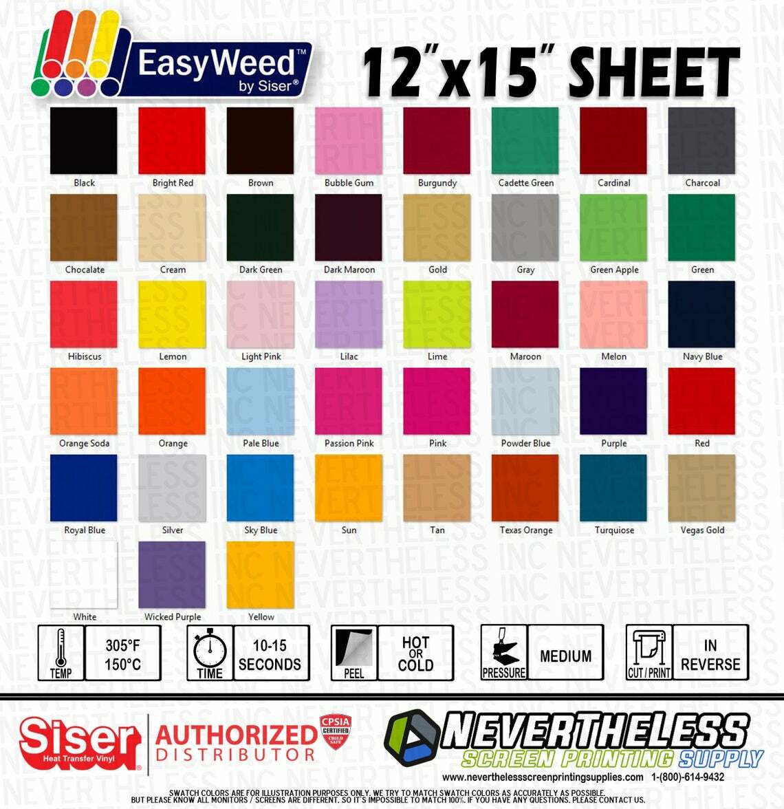 SISER Easyweed HTV Heat Transfer Vinyl - 12"x15" Sheet Iron On Vinyl Heat Press