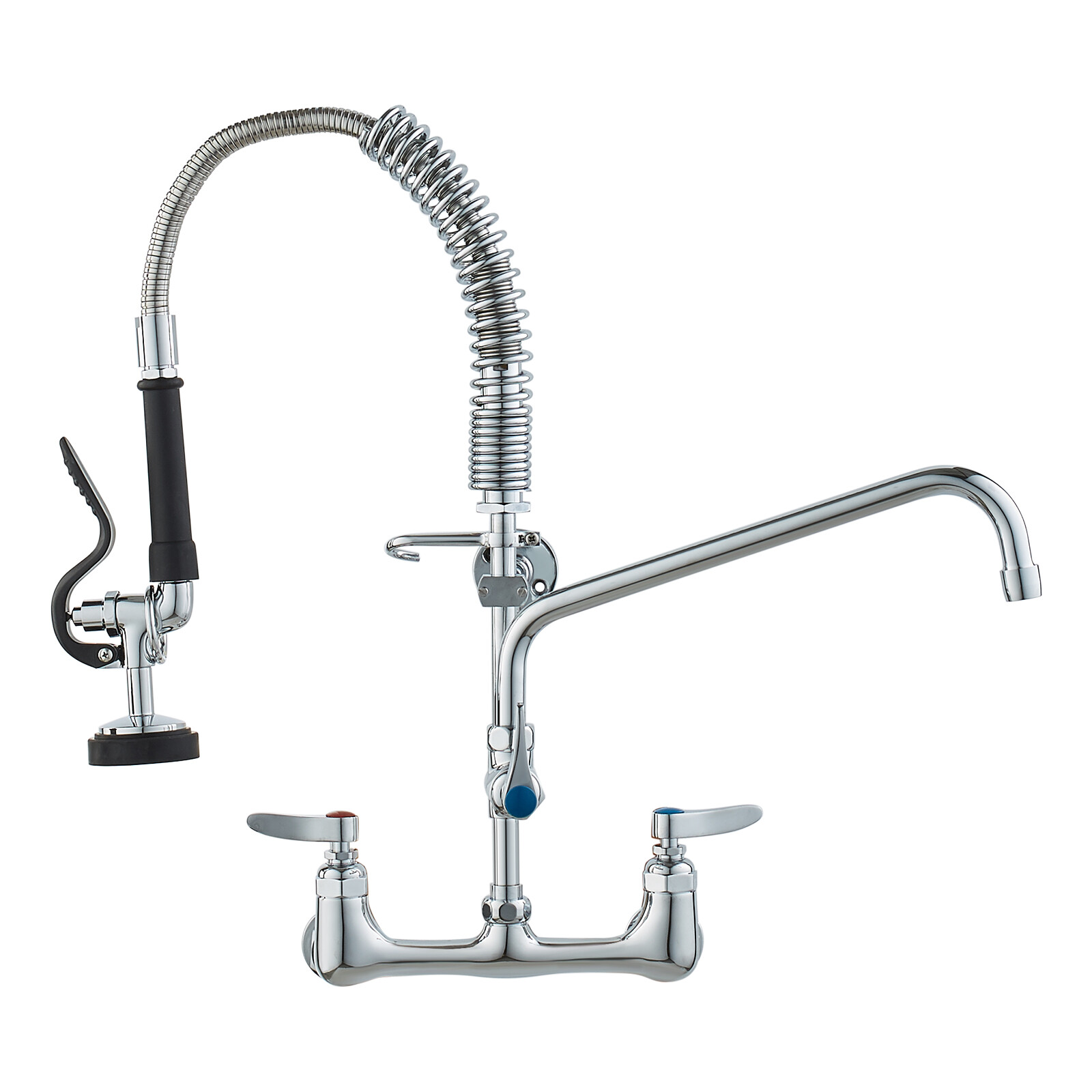 VEVOR 21" Commercial Pre-rinse Faucet Wall Mount Kitchen Sink Faucet w/ Sprayer