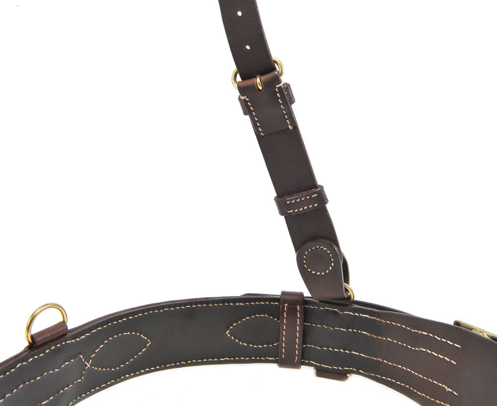 WW1 Sam Browne Belt With Shoulder Strap Premium Drum Dyed Oiled Brown Leather
