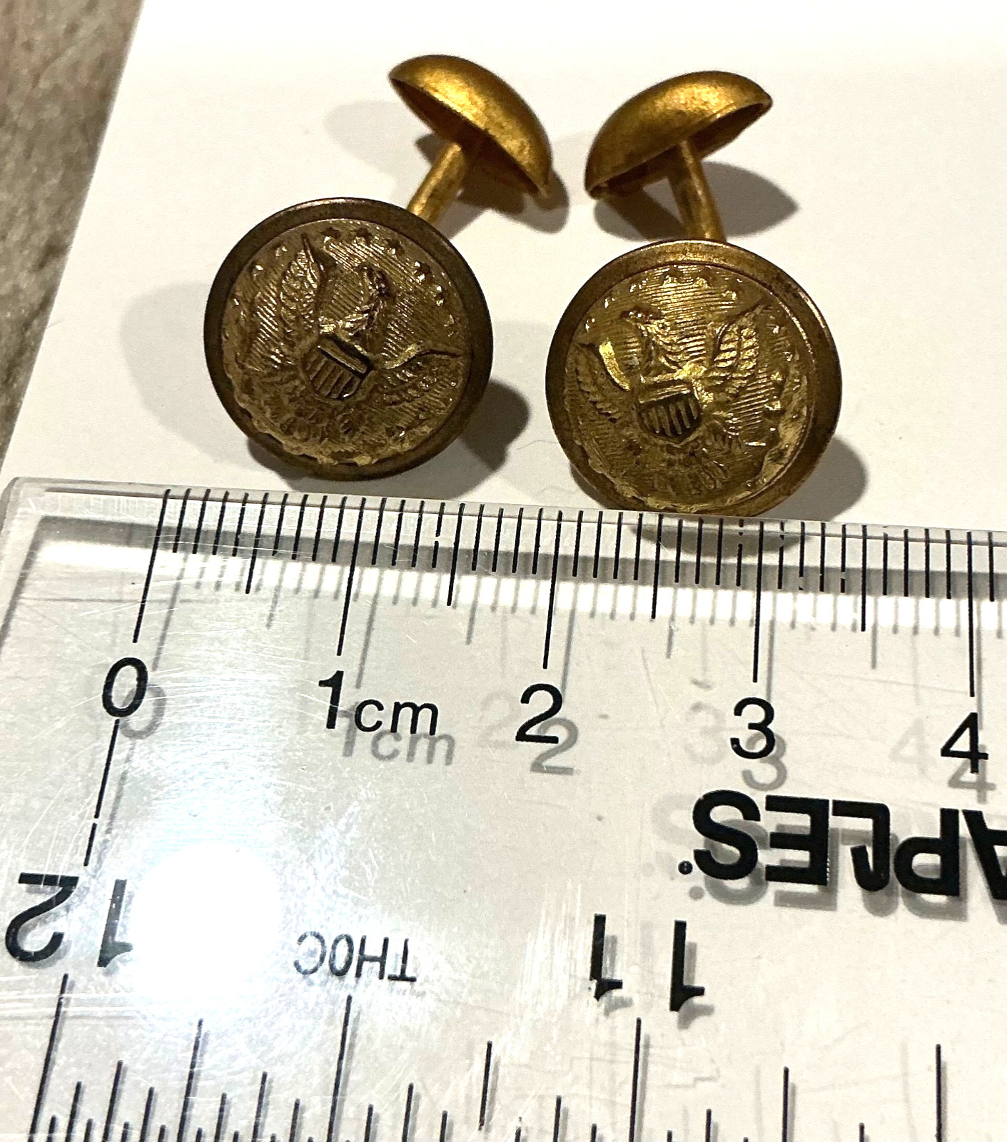 ANTIQUE MILITARY USA EAGLE BUTTON CUFFLINKS GOLD GILDED VICTORIAN CIVIL WAR ERA