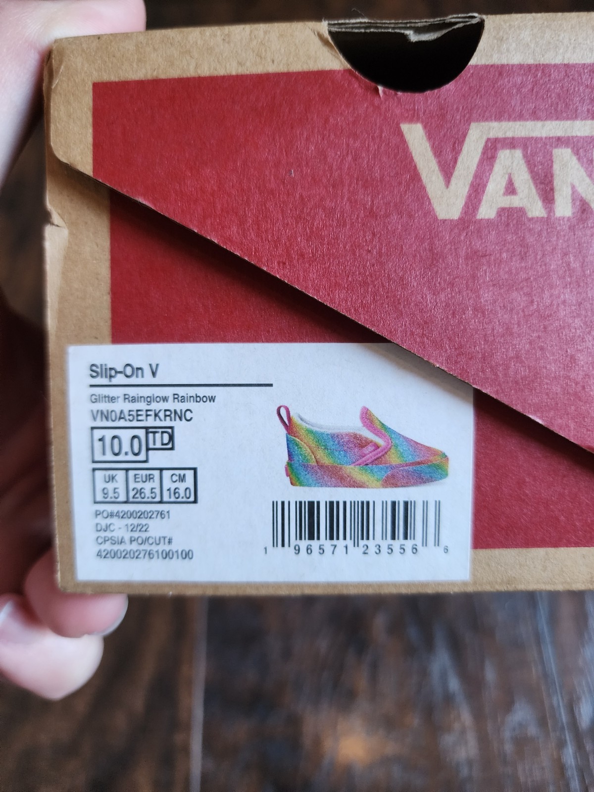 Vans Glitter Rainglow Rainbow Girls Kids Size 10 Toddler Classic Slip On Shoes